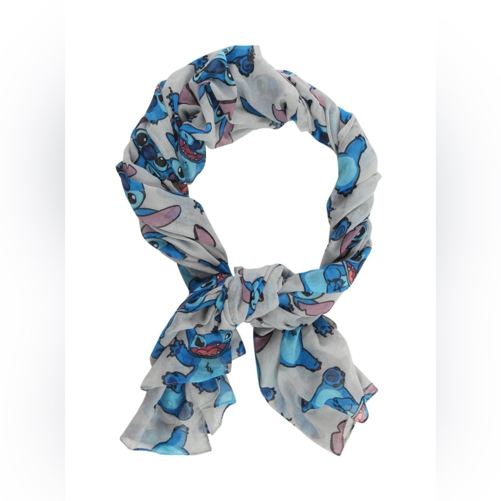 Blue and Gray Stitch Print Scarf